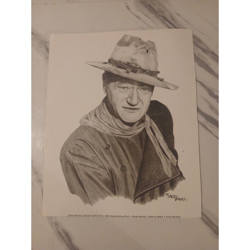 John Wayne Portrait by  Noted Western Artist Larry Bees 8x10 Print